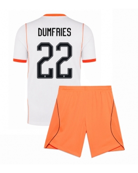 Billige Fotballdrakt Nederland Denzel Dumfries #22 Replika Bortedraktsett Barn VM 2026 Kortermet (med bukser)